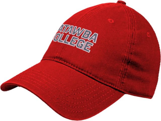 Catawba Red Unstructured Adjustable Low Profile Hat Catawba College Stacked - ONLINE ONLY
