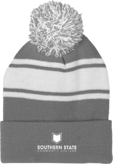Southern State Two Tone Knit Pom Beanie w/Cuff Sothern State Community College Primary Mark Stacked - ONLINE ONLY