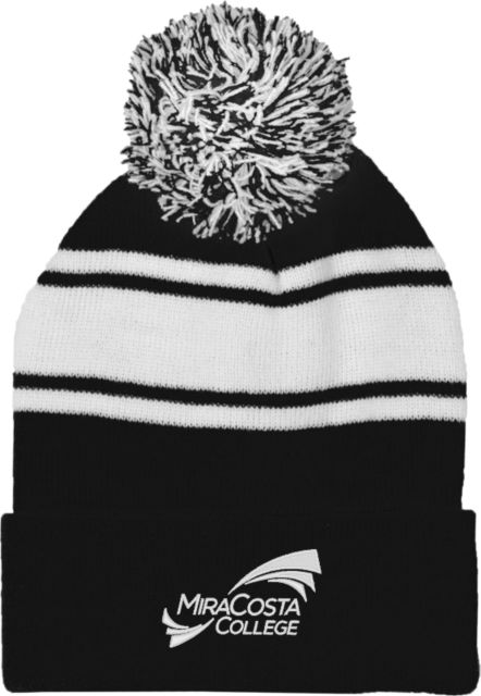 MiraCosta Navy/White Two Tone Knit Pom Beanie w/Cuff Primary Mark - ONLINE ONLY