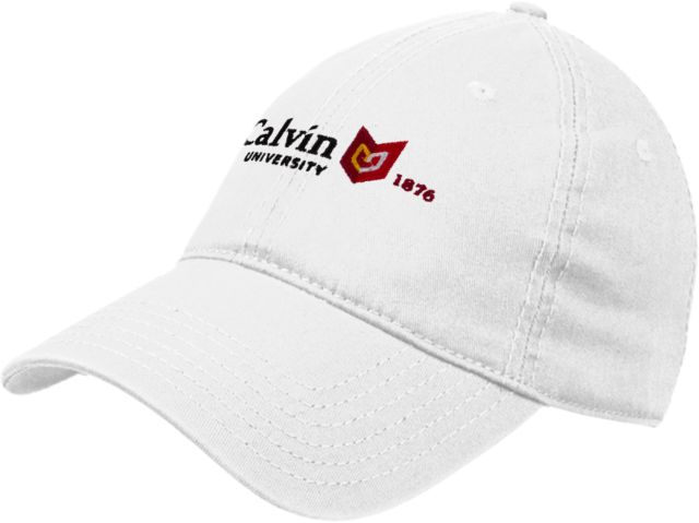 Calvin Univ Twill Unstructured Low Profile Hat University Logo 1876 Horizontal - ONLINE ONLY