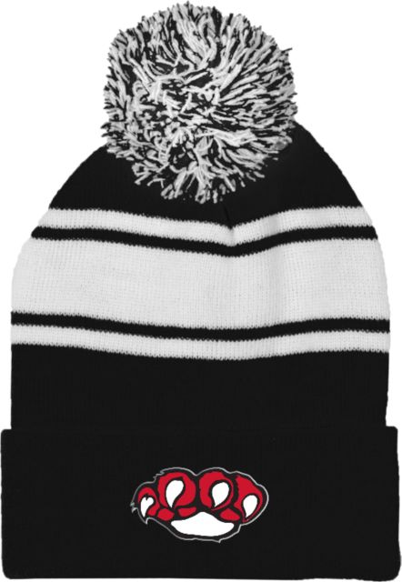 Erie CC Two Tone Knit Pom Beanie w/Cuff SUNY Erie Mascot Paw - ONLINE ONLY