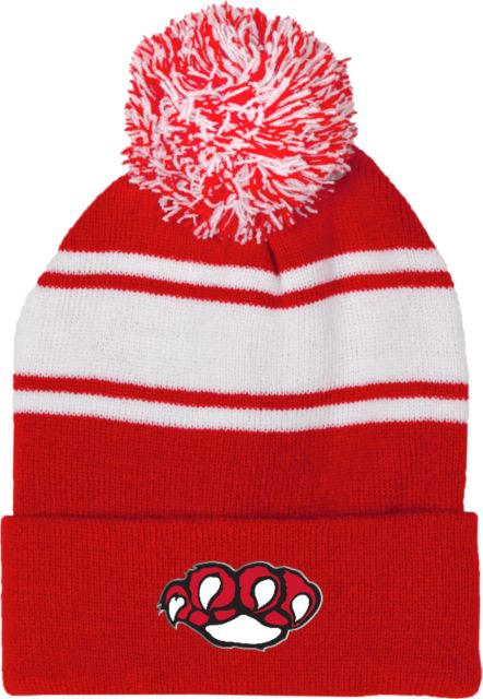 Erie CC Two Tone Knit Pom Beanie w/Cuff SUNY Erie Mascot Paw - ONLINE ONLY