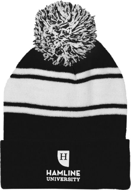 Hamline Two Tone Knit Pom Beanie w/Cuff Primary - ONLINE ONLY