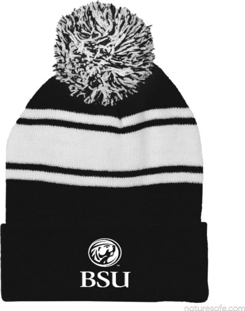 Bemidji State Two Tone Knit Pom Beanie w/Cuff BSU Beaver - ONLINE ONLY
