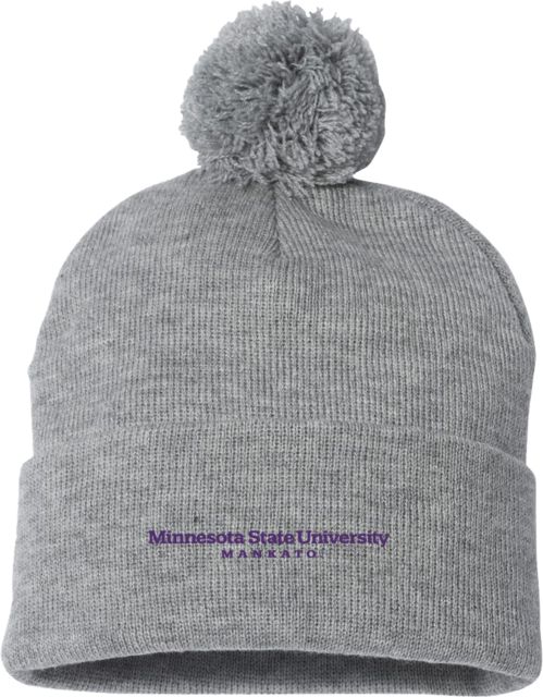 MSU Mankato Sportsman Pom Pom Cuffed Beanie Minnesota State University - Mankato Wordmark - ONLINE ONLY