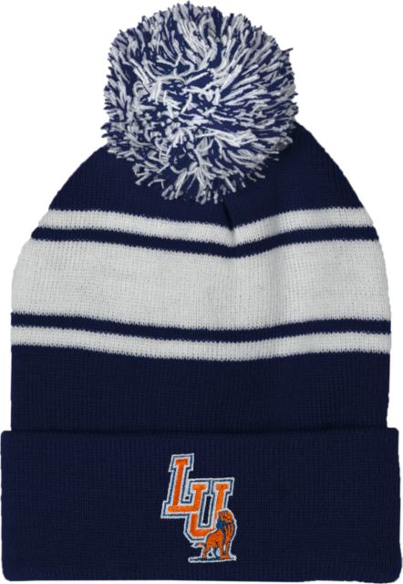 Langston Two Tone Knit Pom Beanie w/Cuff LU Lion Mark - ONLINE ONLY