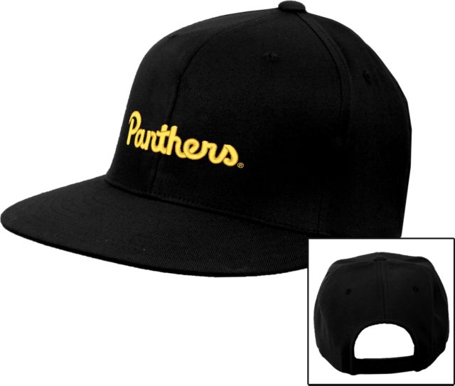 Pittsburgh Flat Bill Snapback Hat Script Panthers - ONLINE ONLY