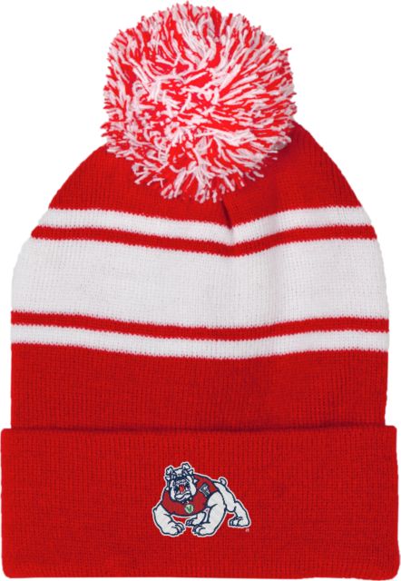 Fresno State Two Tone Knit Pom Beanie w/Cuff Fresno State Primary Mark EMB - ONLINE ONLY