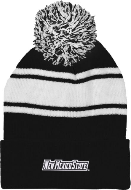 New Mexico State Two Tone Knit Pom Beanie w/Cuff Flat Word Mark - ONLINE ONLY