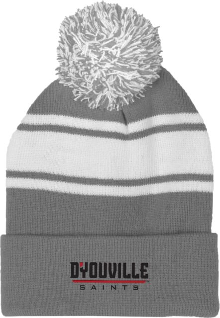 D Youville Two Tone Knit Pom Beanie w/Cuff D Youville Saints Athletics Wordmark