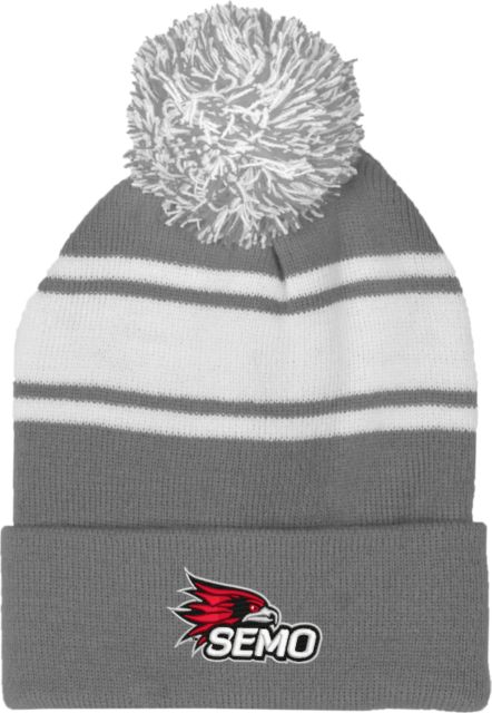 Southeast Missouri Bookstore Two Tone Knit Pom Beanie w/Cuff SEMO Logo Embroidery - ONLINE ONLY