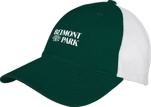 NYRA Green/White Mesh Back Unstructured Low Profile Hat Saratoga Official Mark