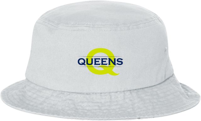 Queens U of Charlotte Sportsman Bucket Hat Queens Neon Q Wordmark - ONLINE ONLY