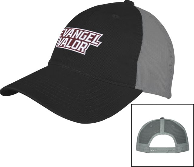 Evangel Black/Charcoal Mesh Back Unstructured Low Profile Hat Evangel Valor EMB - ONLINE ONLY