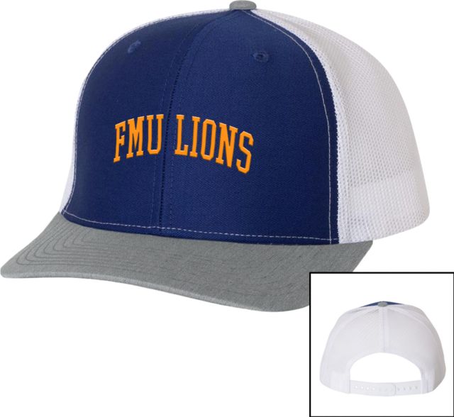 Florida Memorial Richardson Royal/White/Heather Trucker Hat FMU Lions Arched - ONLINE ONLY