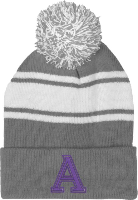 Amherst College Two Tone Knit Pom Beanie w/Cuff EMBROIDERY - ONLINE ONLY