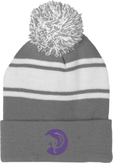 Amherst College Two Tone Knit Pom Beanie w/Cuff Amherst College Mammoth Head - ONLINE ONLY