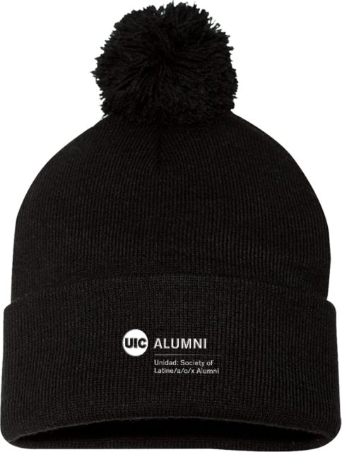 UIC Sportsman Pom Pom Cuffed Beanie Unidad Society of Latine-a-o-x Alumni - UIC - ONLINE ONLY