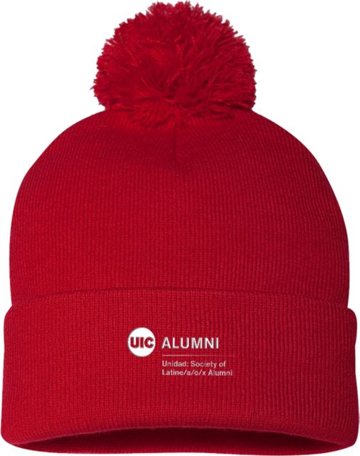 UIC Sportsman Pom Pom Cuffed Beanie Unidad Society of Latine-a-o-x Alumni - UIC - ONLINE ONLY