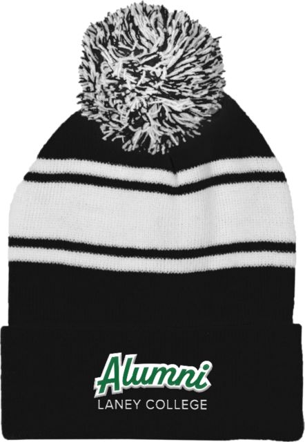 Laney College Two Tone Knit Pom Beanie w/Cuff Laney College - Alumni Script - ONLINE ONLY