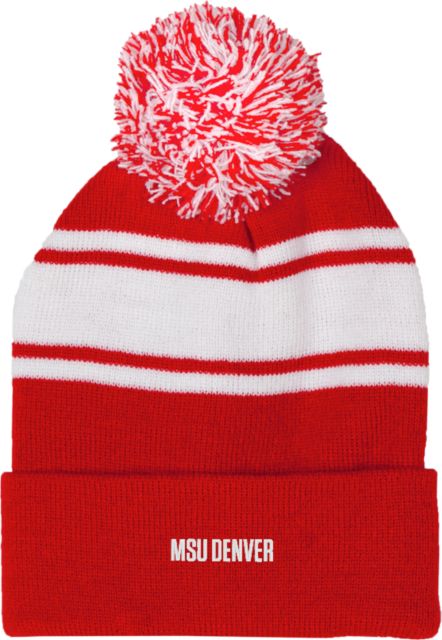 MSU Denver Two Tone Knit Pom Beanie w/Cuff MSU Denver Flat