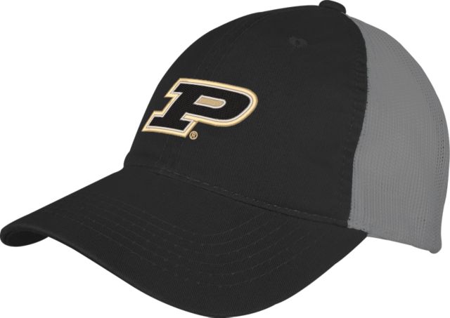 Purdue Black/Charcoal Mesh Back Unstructured Low Profile Hat Primary Athletic Mark