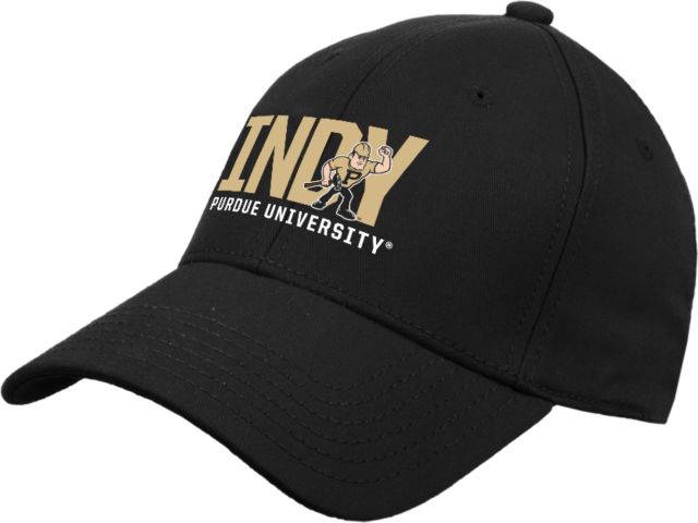 Purdue Indy Black Structured Adjustable Pro Style Hat