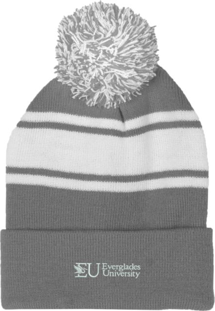 Everglades University® Two Tone Knit Pom Beanie w/Cuff Everglades University Primary - ONLINE ONLY