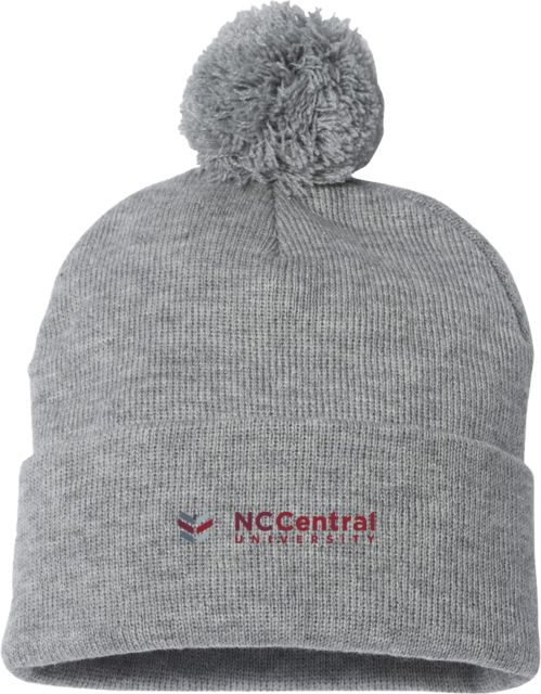 North Carolina Central Sportsman Pom Pom Cuffed Beanie NC Central University Mark - ONLINE ONLY