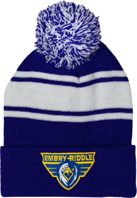 Embry Riddle Prescott Two Tone Knit Pom Beanie w/Cuff Athletic Mark - ONLINE ONLY