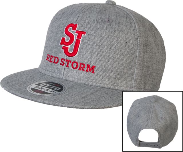St. Johns Wool Blend Flat Bill Snapback Hat SJ Redstorm Stacked - ONLINE ONLY