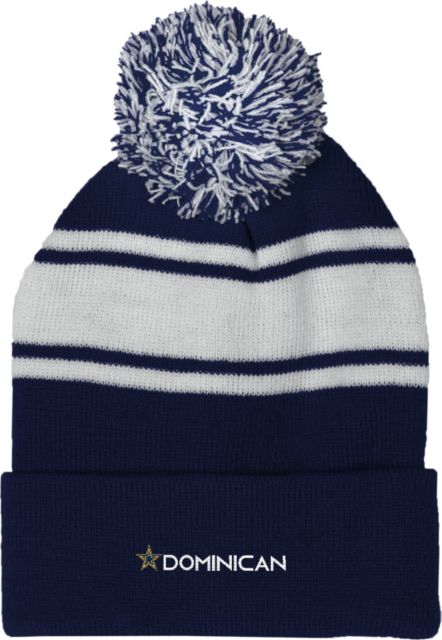 Dominican Navy/White Two Tone Knit Pom Beanie w/Cuff Dominican with Star Flat - ONLINE ONLY