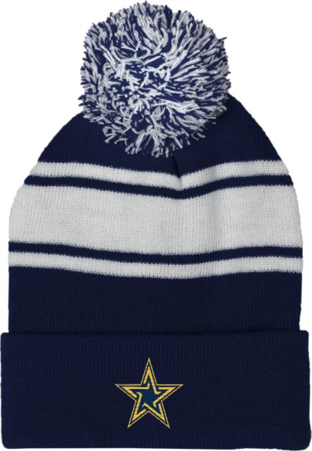 Dominican Navy/White Two Tone Knit Pom Beanie w/Cuff Dominican University Star - ONLINE ONLY