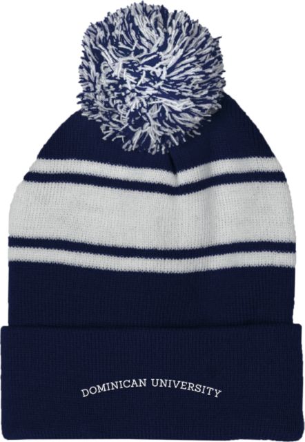 Dominican Navy/White Two Tone Knit Pom Beanie w/Cuff Dominican University Arched - ONLINE ONLY