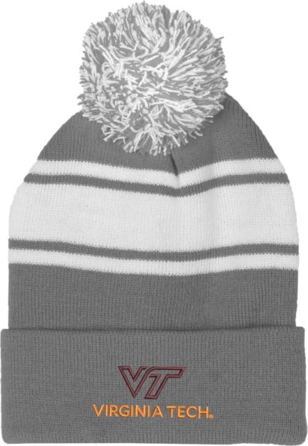 Virginia Tech Two Tone Knit Pom Beanie w/Cuff Primary Institutional Mark - ONLINE ONLY