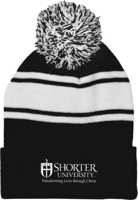 Shorter Univ Two Tone Knit Pom Beanie w/Cuff Shorter University Wordmark - ONLINE ONLY