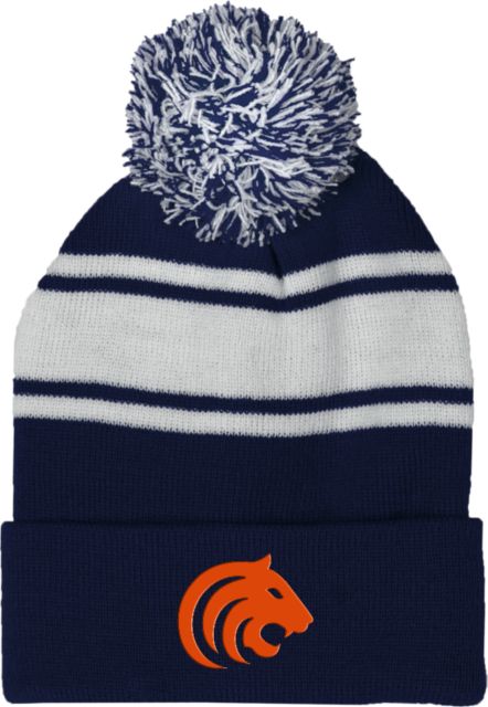 Fashion Institute Navy/White Two Tone Knit Pom Beanie w/Cuff FIT - Mascot Head - ONLINE ONLY