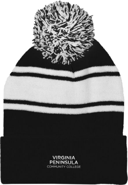 Virginia Peninsula Two Tone Knit Pom Beanie w/Cuff Virginia Peninsula Community College Stacked - ONLINE ONLY