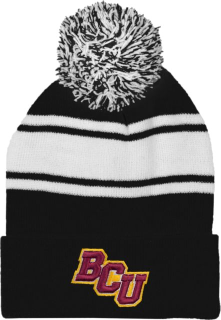 Bethune Cookman Two Tone Knit Pom Beanie w/Cuff BCU - ONLINE ONLY
