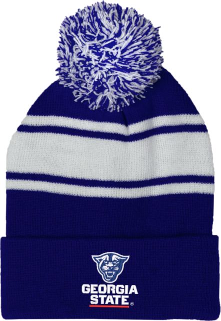 Georgia State Two Tone Knit Pom Beanie w/Cuff Primary Logo - ONLINE ONLY