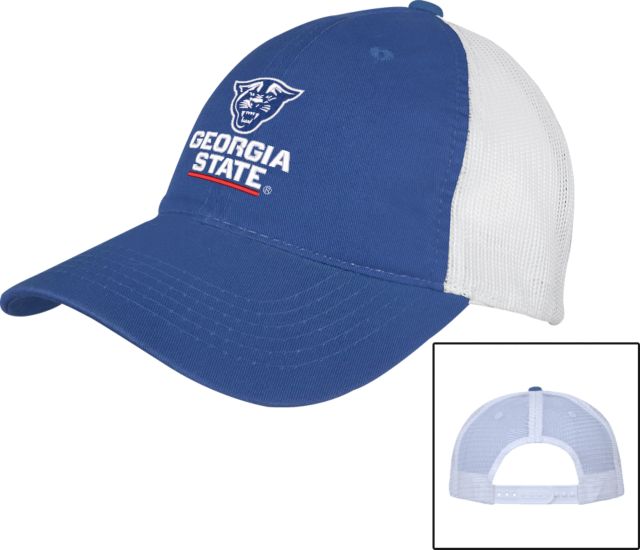 Georgia State Mesh Back Unstructured Low Profile Hat Primary Logo - ONLINE ONLY