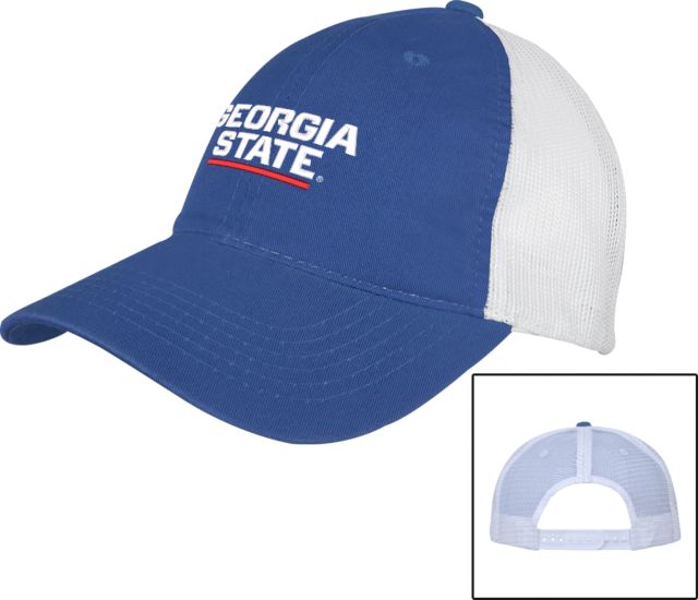 Georgia State Mesh Back Unstructured Low Profile Hat Stacked Logo - ONLINE ONLY