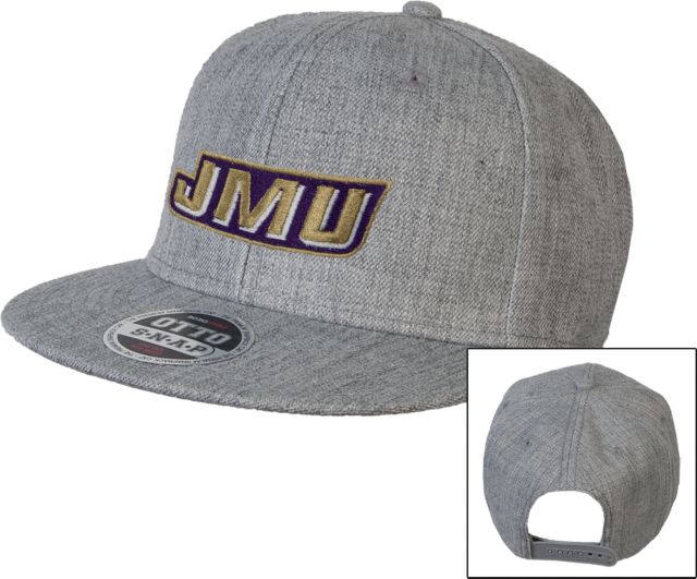 James Madison Wool Blend Flat Bill Snapback Hat Primary Logo - ONLINE ONLY