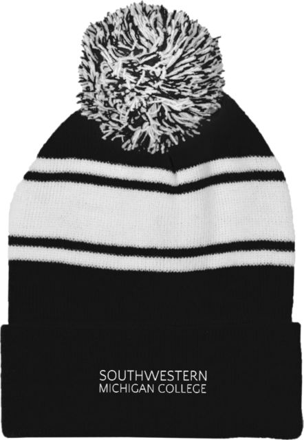 Southwester Michigan Two Tone Knit Pom Beanie w/Cuff Official Logo - ONLINE ONLY