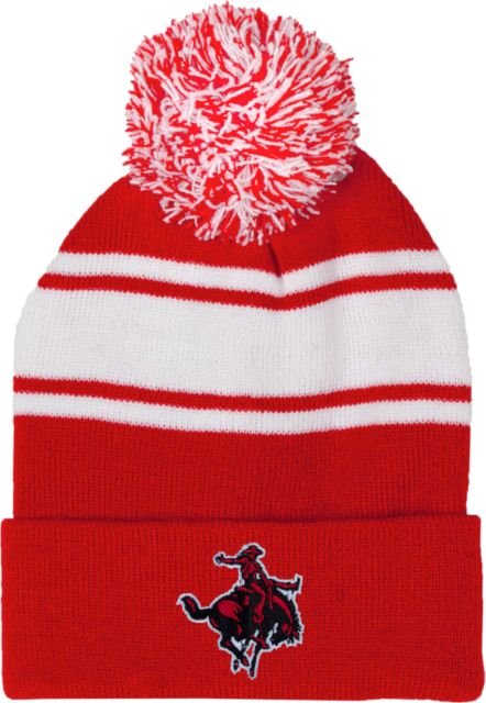 Northwestern OK Two Tone Knit Pom Beanie w/Cuff Primary Mark - ONLINE ONLY