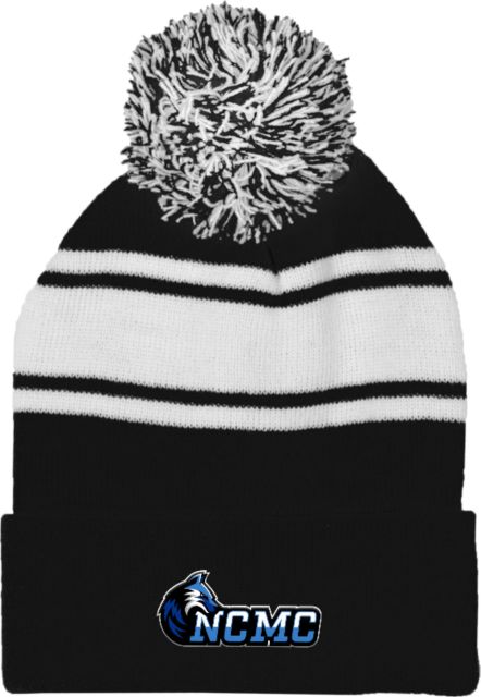 North Central Michigan Two Tone Knit Pom Beanie w/Cuff NCMC with Mascot - ONLINE ONLY