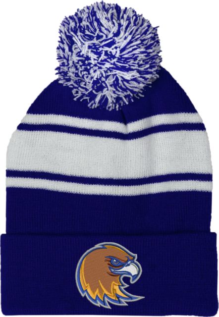 Northeastern Illinois Two Tone Knit Pom Beanie w/Cuff Mascot Head - ONLINE ONLY