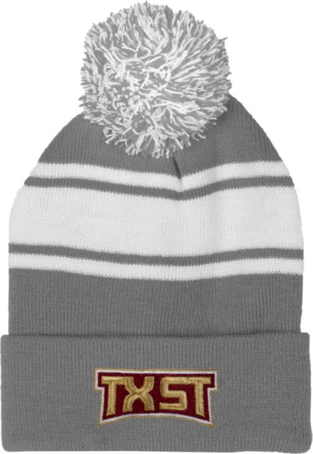 Texas State Two Tone Knit Pom Beanie w/Cuff TXST Texas State - ONLINE ONLY