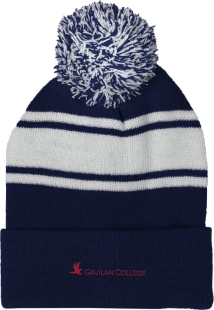 Gavilan Navy/White Two Tone Knit Pom Beanie w/Cuff Gavilan College Flat - ONLINE ONLY