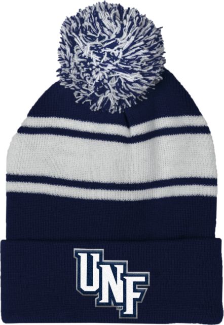 North Florida Two Tone Knit Pom Beanie w/Cuff Diagonal UNF Monogram - ONLINE ONLY